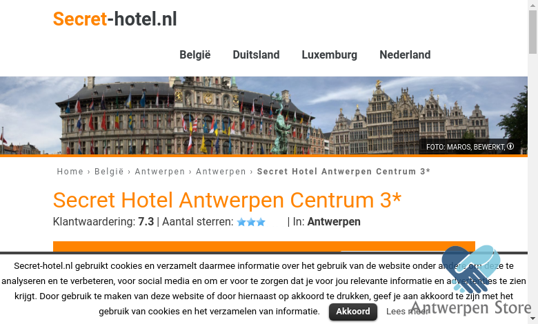 Secret Hotel Antwerpen Centrum 3* - Secret-hotel.nl